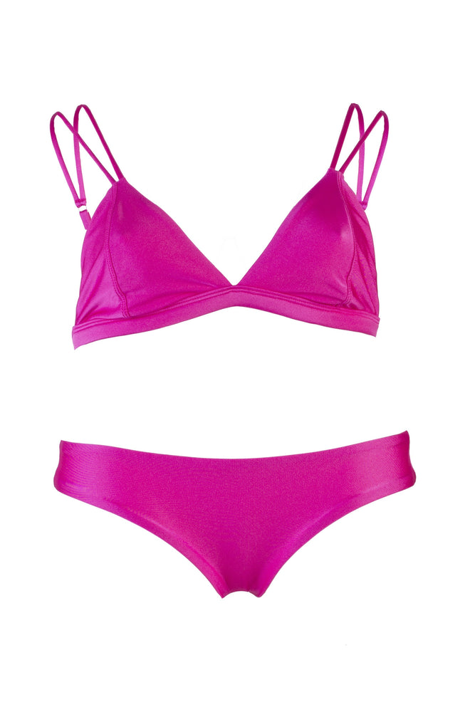 Safari Bralette Bikini Top in Hot Pink, Size Large